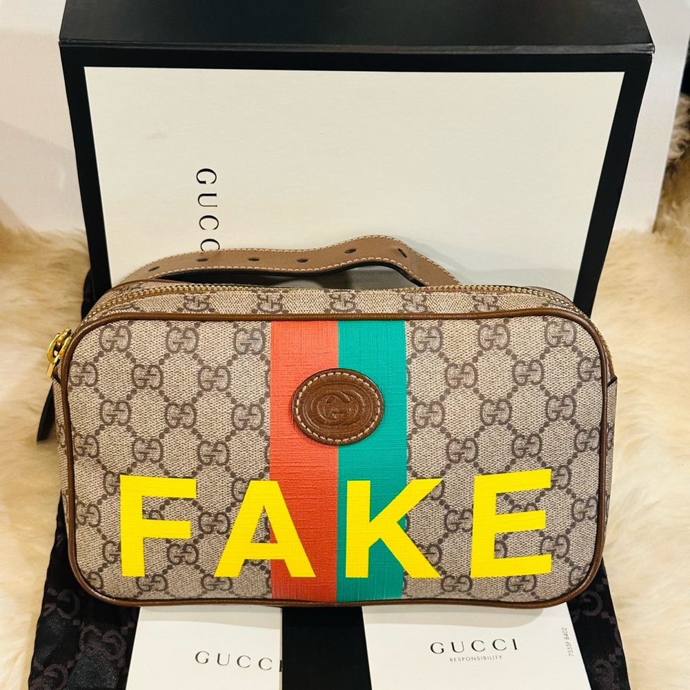 🔥RARE GUCCI GG SUPREME MONOGRAM FAKE/NOT Belt Bag Coated Canvas Full Inclusion - Picture 7 of 14